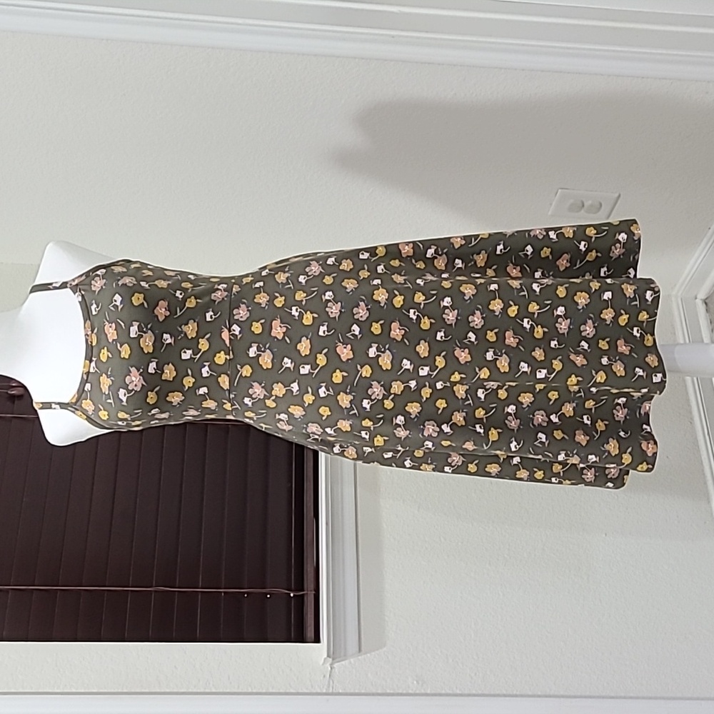 Pact Floral Dress - Olive with Pink and Yellow